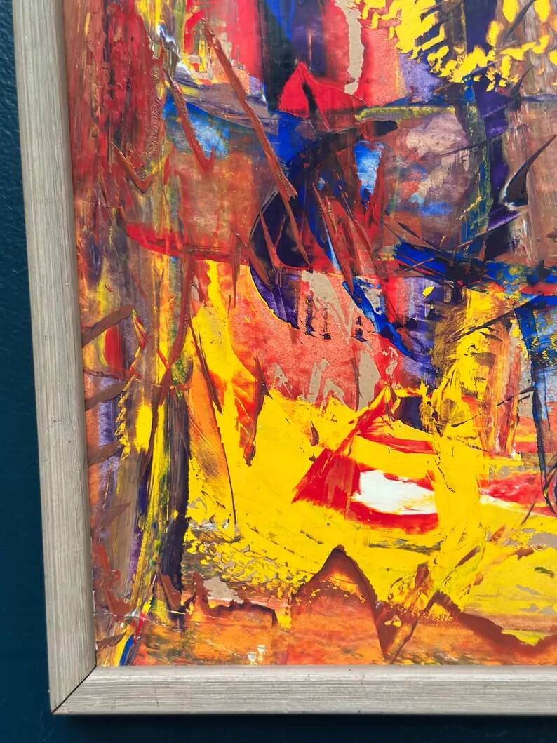 Original Swedish Oil on Panel - 'Komposition' by Daniel Raphaël - Signed - Vintage and Framed - 53 x 38 cm (20.9" x 15")