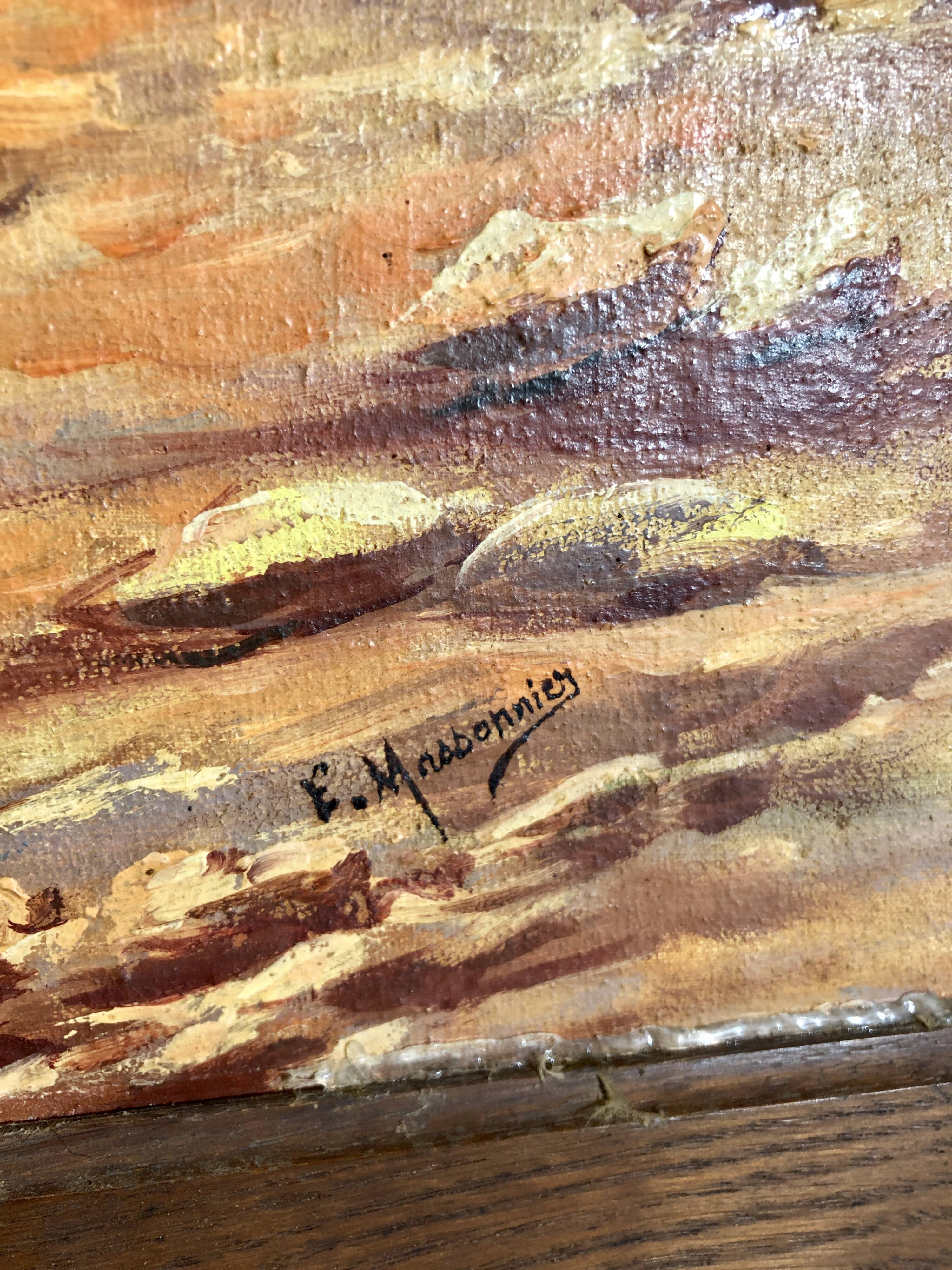 Pair of oils on orientalist canvas, 20th century