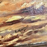 Pair of oils on orientalist canvas, 20th century