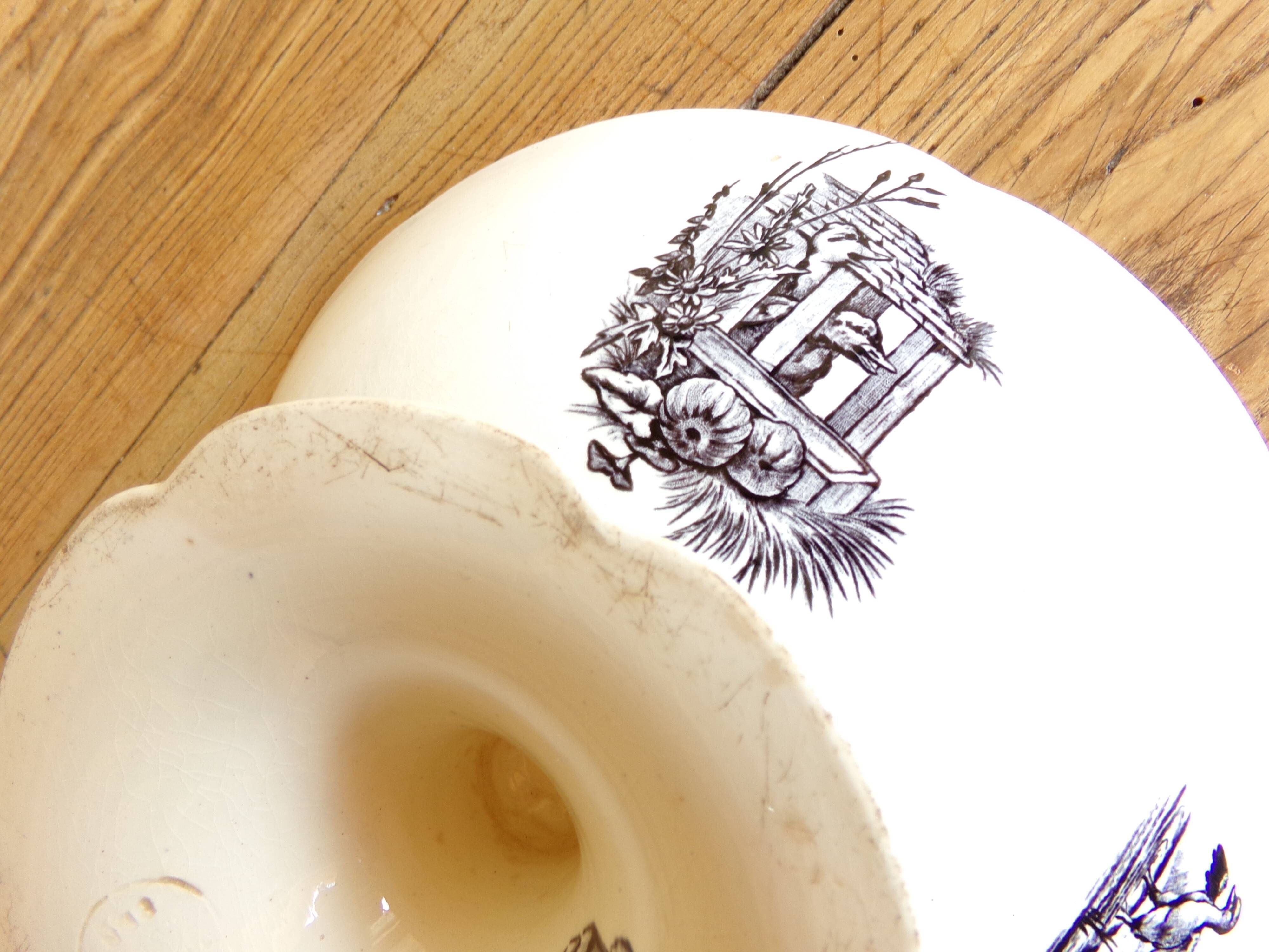 Antique compotier in rustic iron earth