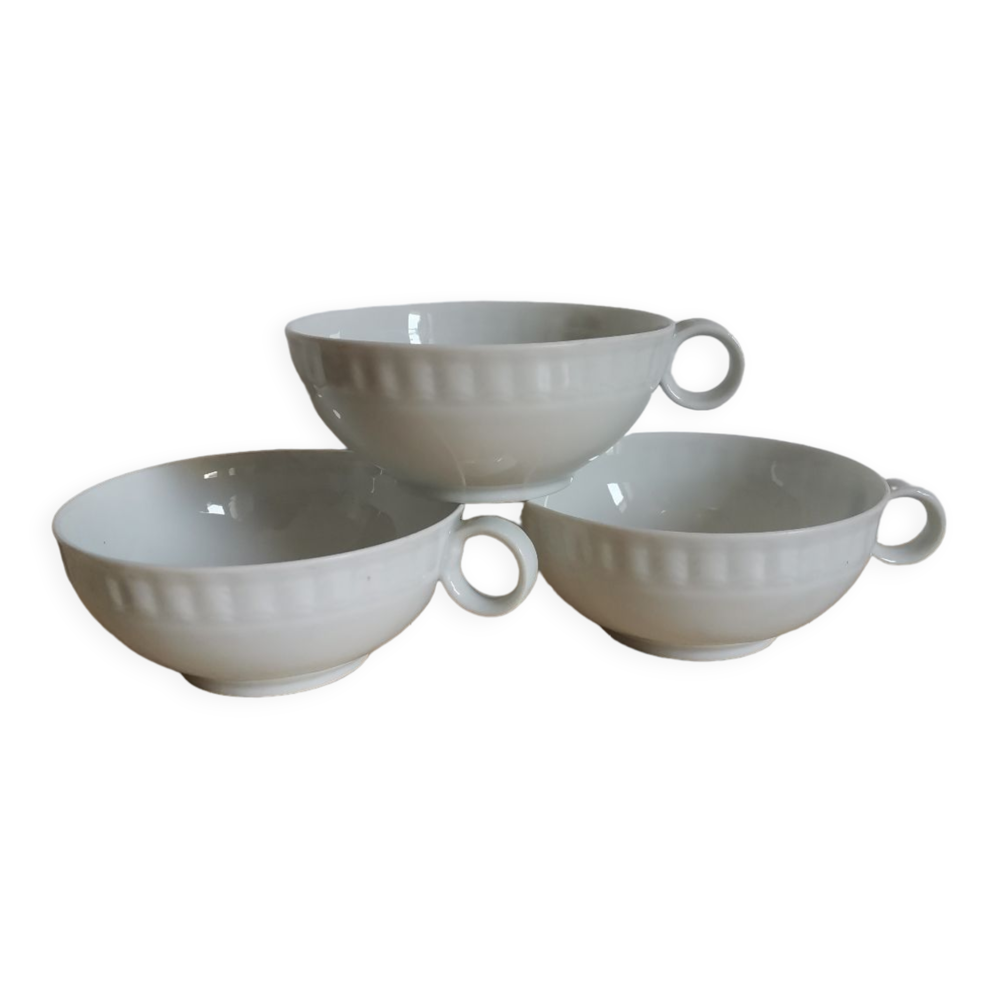 Set of 3 cups in porcelain from Limoges vintage France B&C