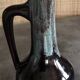 Large vase in glazed ceramic stoneware flamed effect brown and turquoise 35.5 cm