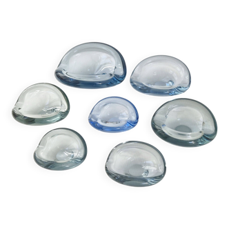 Suite de 7 cendriers vintage Akva de Per Lükten pour Holmegaard 1950