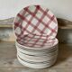 Moulin des Loups plates, "Torchon" checkered pink pattern, 1950s-60s.