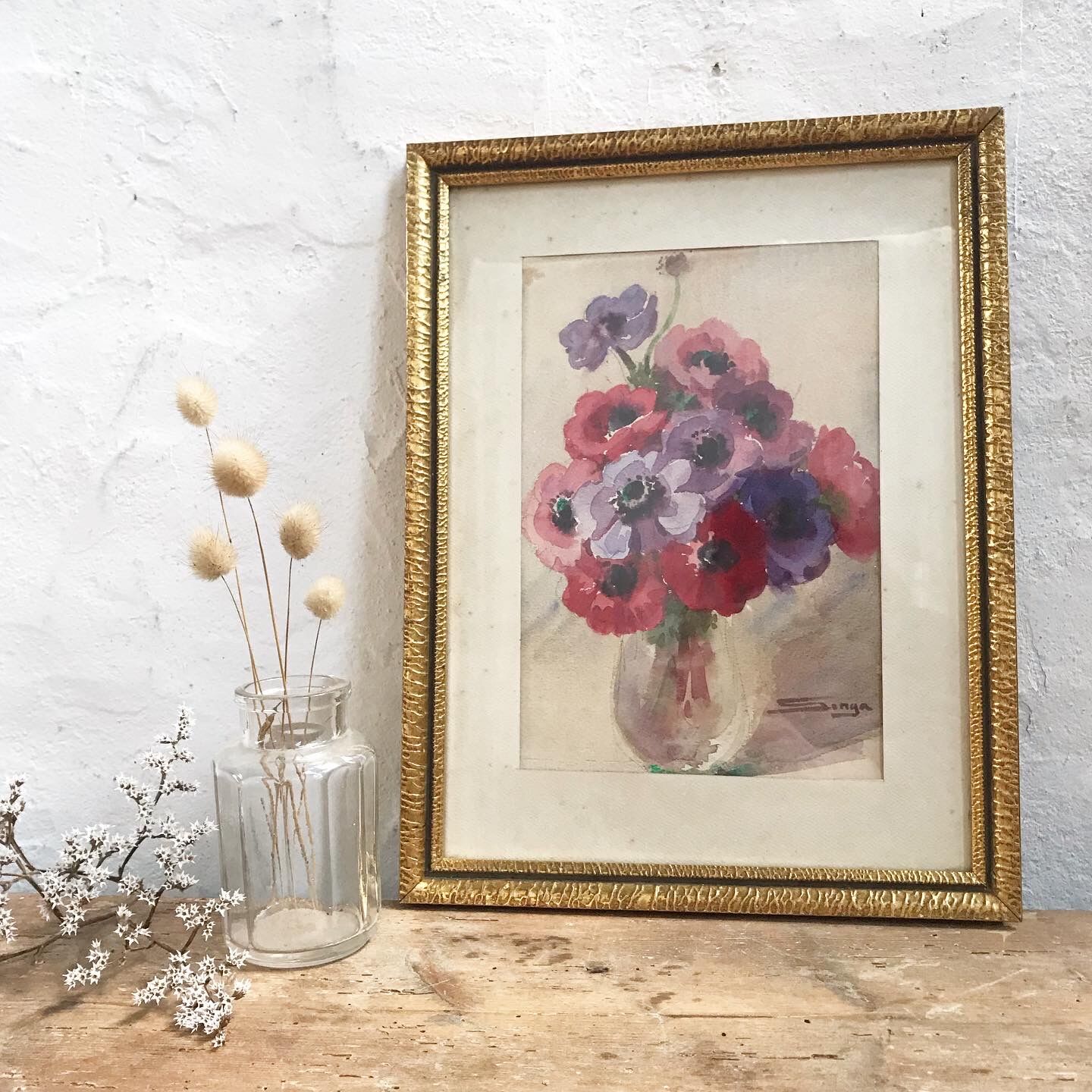 Watercolor bouquet of anemones