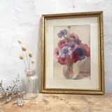 Watercolor bouquet of anemones