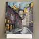 Old painting oil on Isorel "Paris street of the Town Hall"