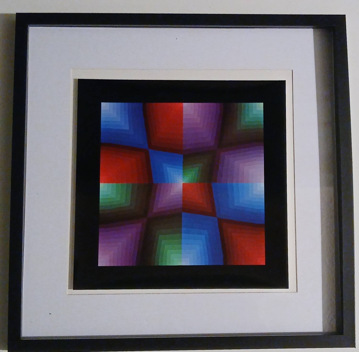 Tableau Vintage Art Optique - Victor Vasarely - Frame 40x40cm