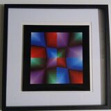 Tableau Vintage Art Optique - Victor Vasarely - Frame 40x40cm