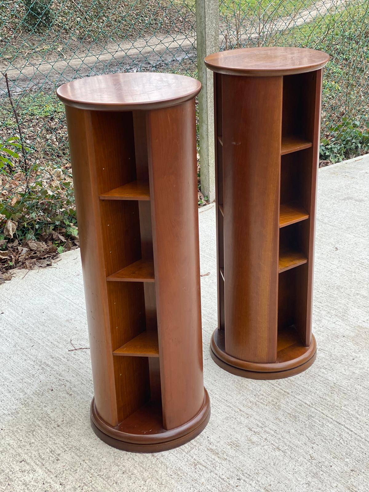 Pair of wooden swivel stools