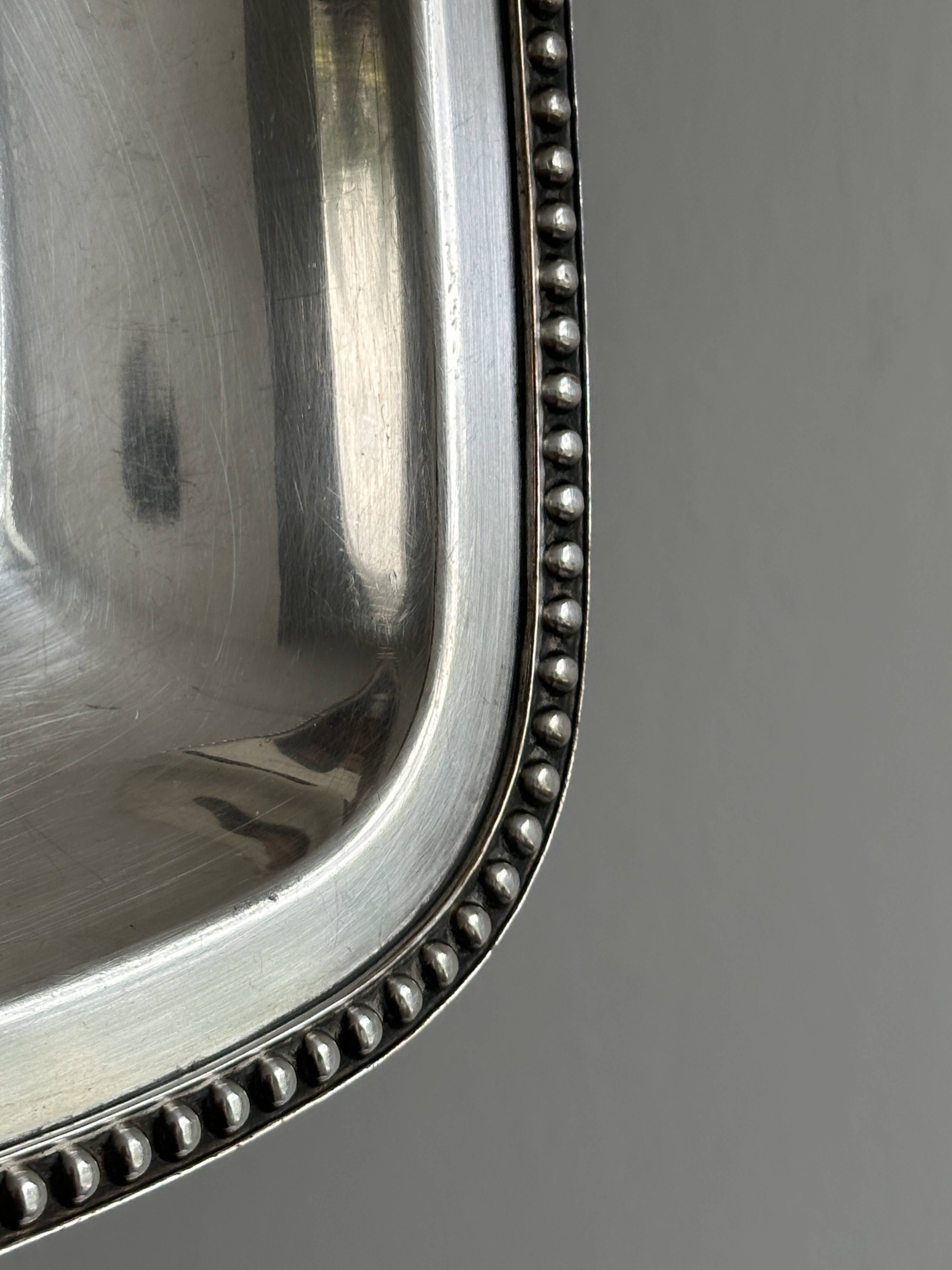 Rectangular silver-plated metal dish