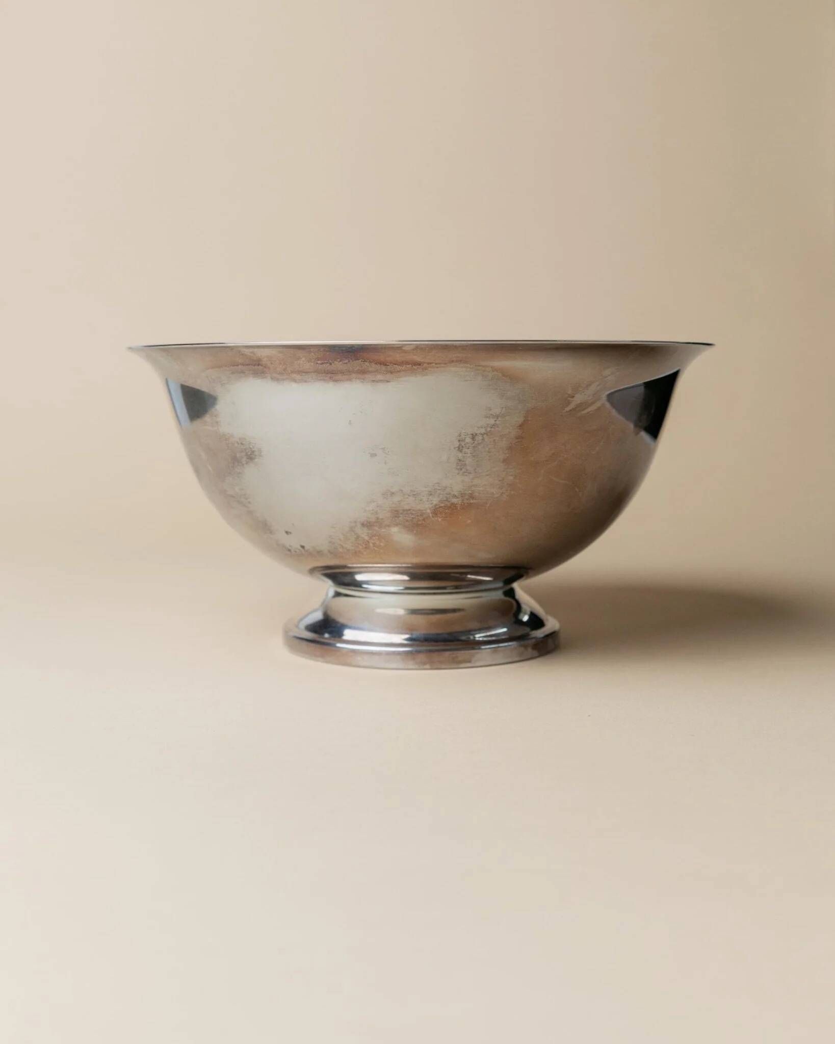 Large Vintage Silver-Plated Footed Salad Bowl, 1960s Italy, Argent Finish, Centerpiece Decor