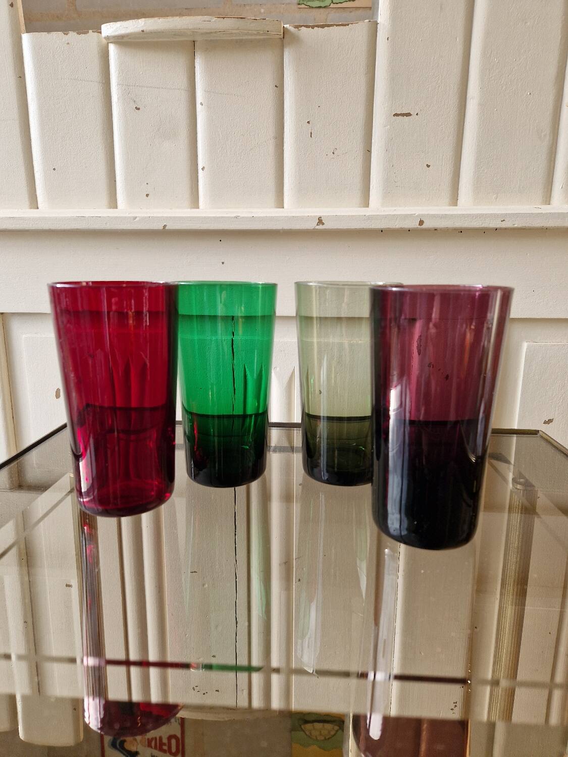Set of 4 Large Coloured Glasses from the 1960s