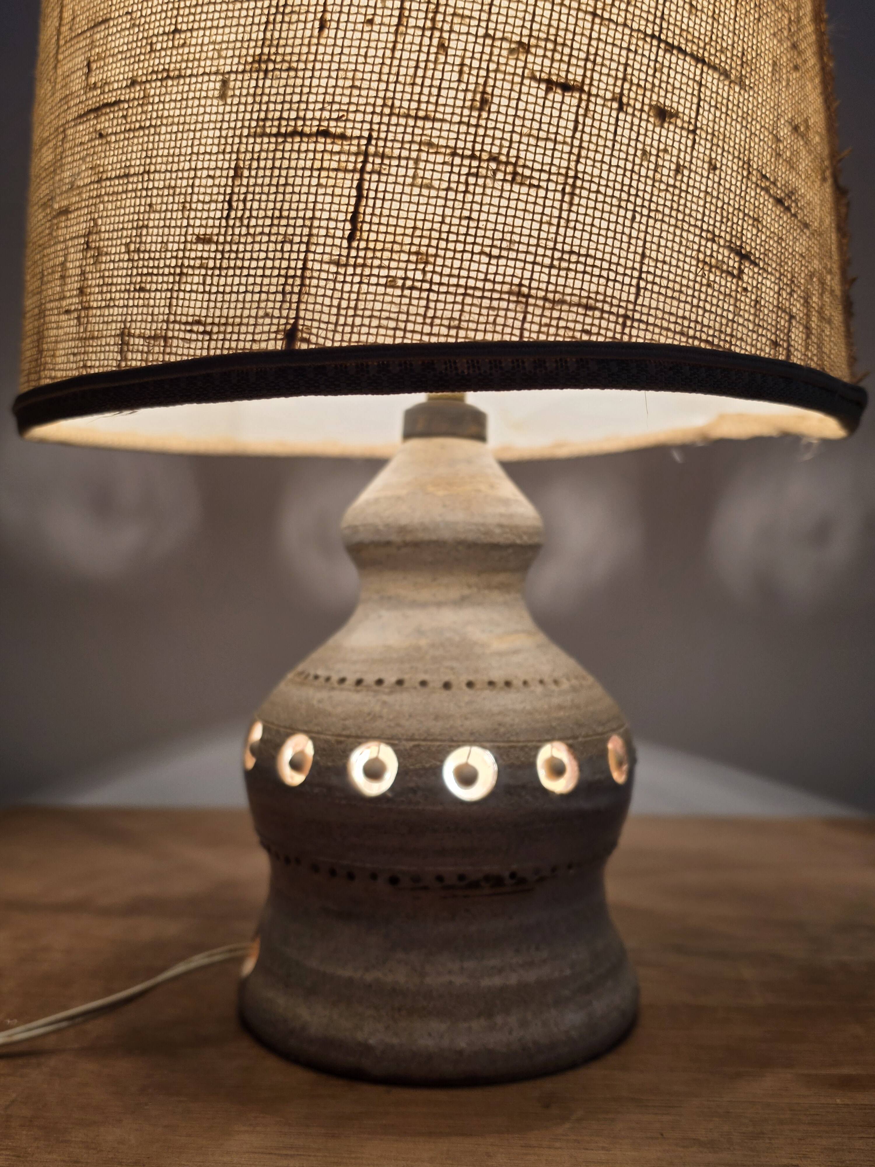 Vintage ceramic lamp with cut-outs by Georges Pelletier.