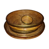 Set of bamboo and brass dishes