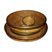 Set of bamboo and brass dishes