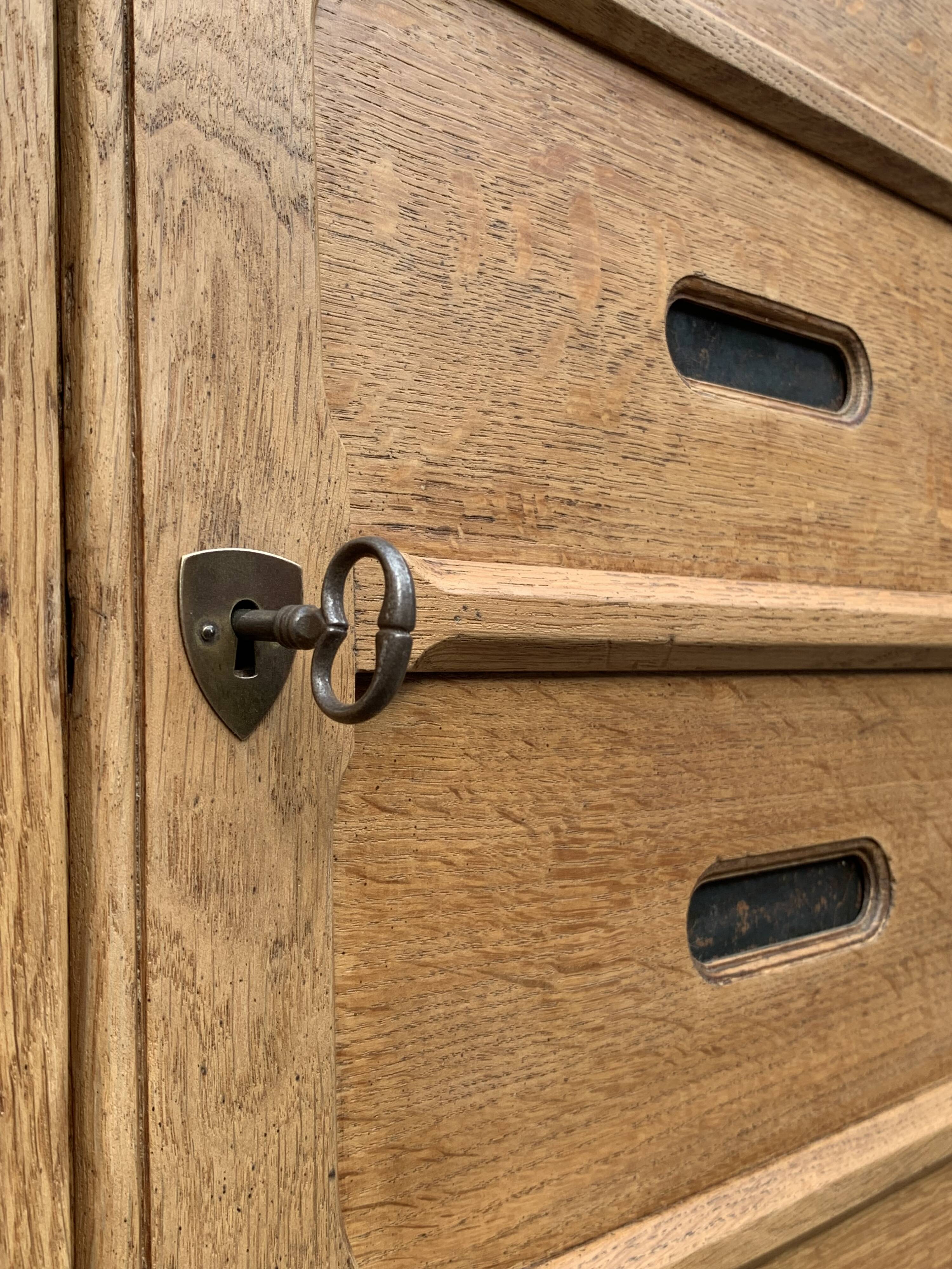 Solid raw oak notary cabinet, 1920