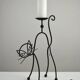 Black Painted Metal Cat Candle Holder, Snuffer & Original Label by Gunnar Ander for Ystad-Metall, Sweden, 1950s/60s