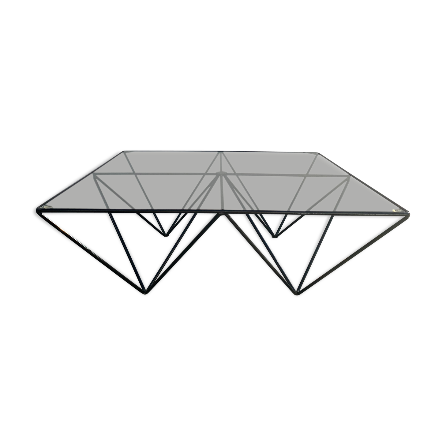 Square coffee table in black tubular steel, 1980