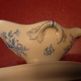 Saucière faience ancienne decor aux bleuets