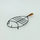 Danish modern leaf-shaped coaster metal and leather 1950s 60s