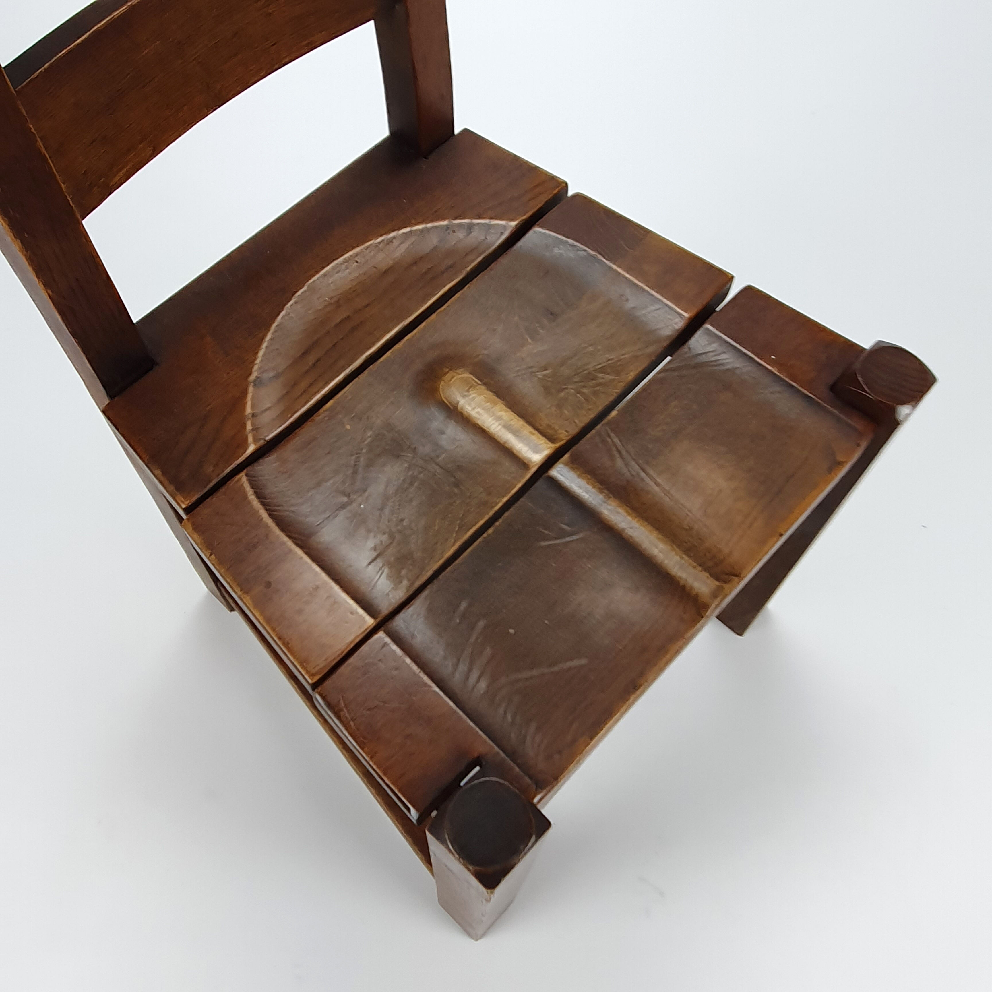 Set of 6 brutalist oak dining chairs, 1960