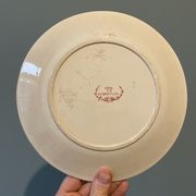 Set of 4 old flat plates Terre de Fer, earthenware of Badonviller