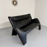 Old 2/3 seater lounge sofa designed by Jan Armgardt for Leolux in black leather