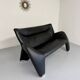 Old 2/3 seater lounge sofa designed by Jan Armgardt for Leolux in black leather