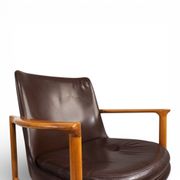 Fröscher leather armchair by Ib Kofod-Larsen, 1960