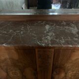 Wooden sideboard with mirror and marble top