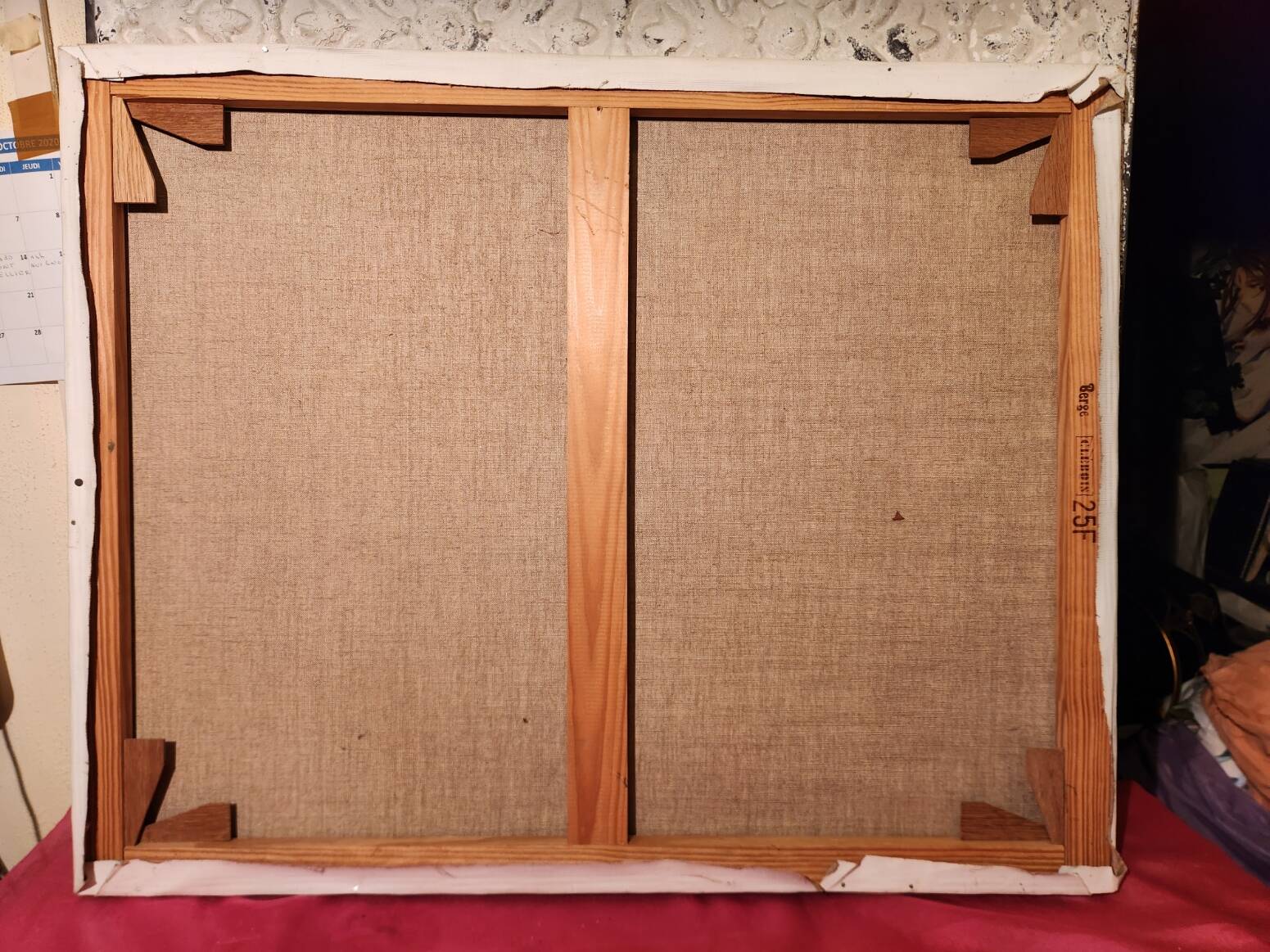 Grand tableau huile sur toile onirique signé Jean Guy Berlanger titre Vague