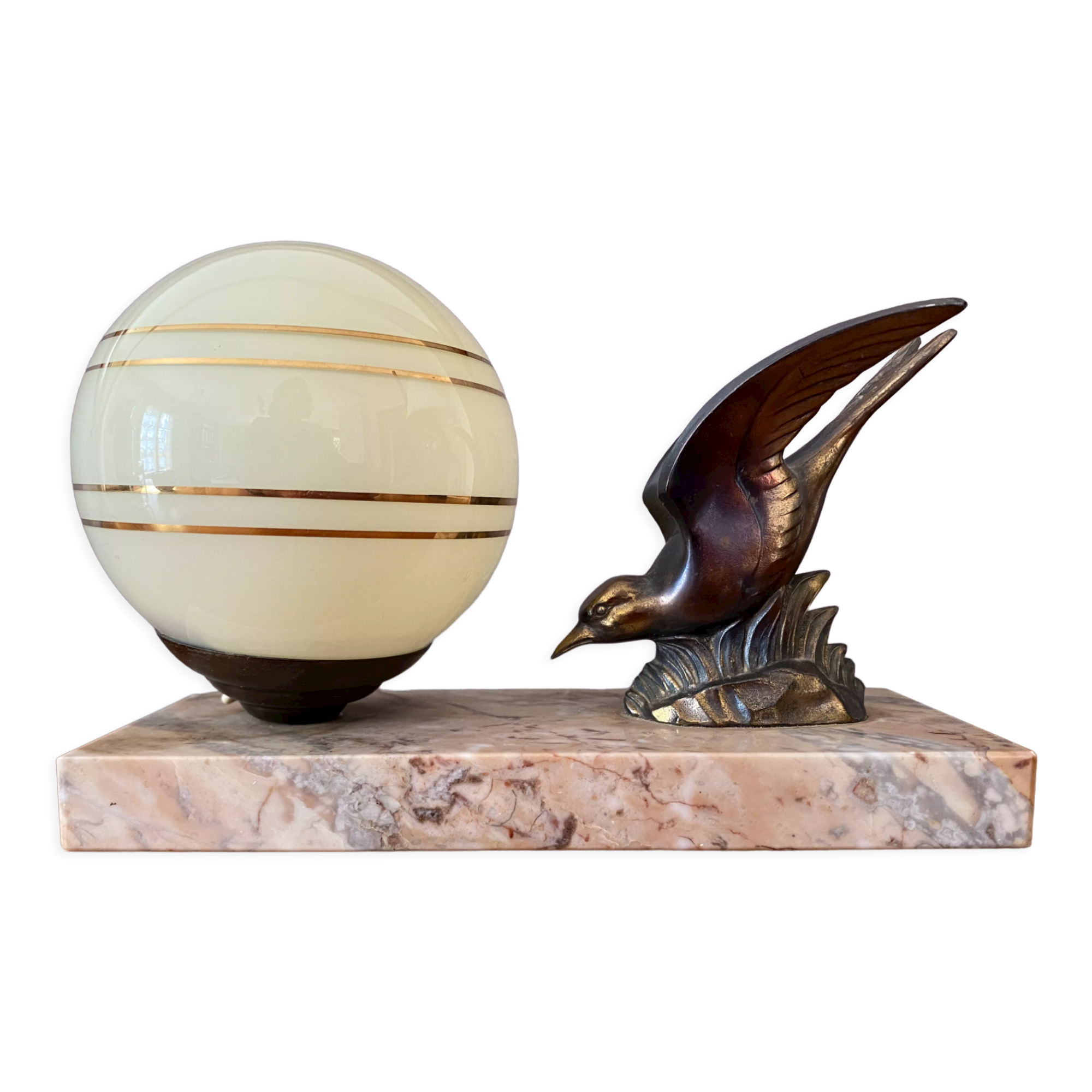 Vintage bird art deco lamp