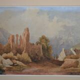 Ecole Française du début du XXème siècle  « Les ruines »  Aquarelle