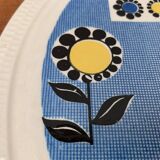 Mid-century German ceramic cake plate with floral patterns by Limburg, 1960s.