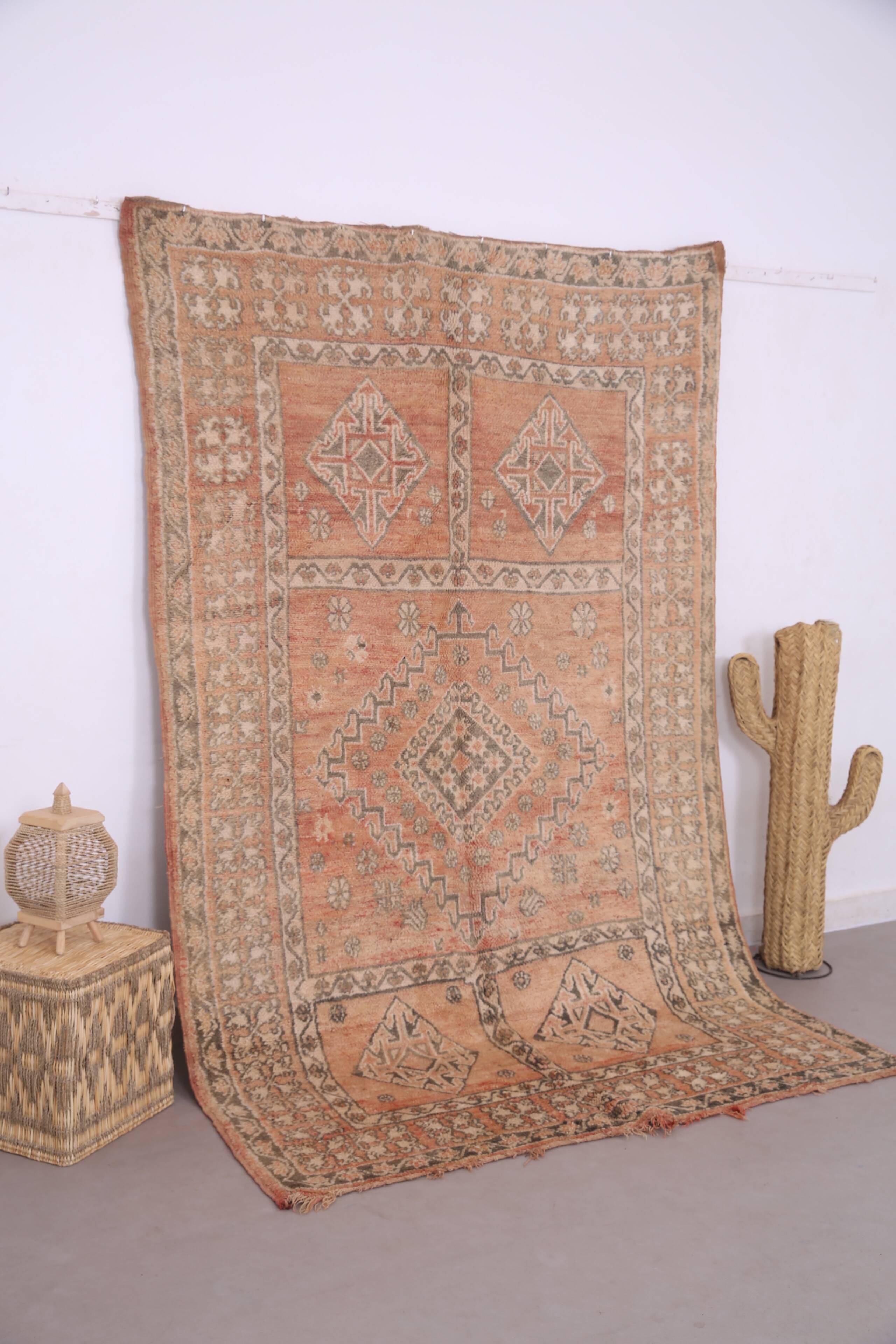 Peach Vintage Moroccan Rug 164 x 266 cm, Berber Wool Rug, Handmade Boho Rug