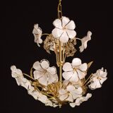 Charming Murano Candlestick White Flowers, 1970