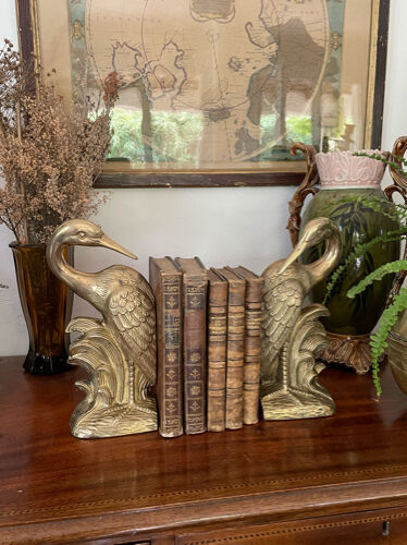 Bookend herons in brass style Art Deco 26cm