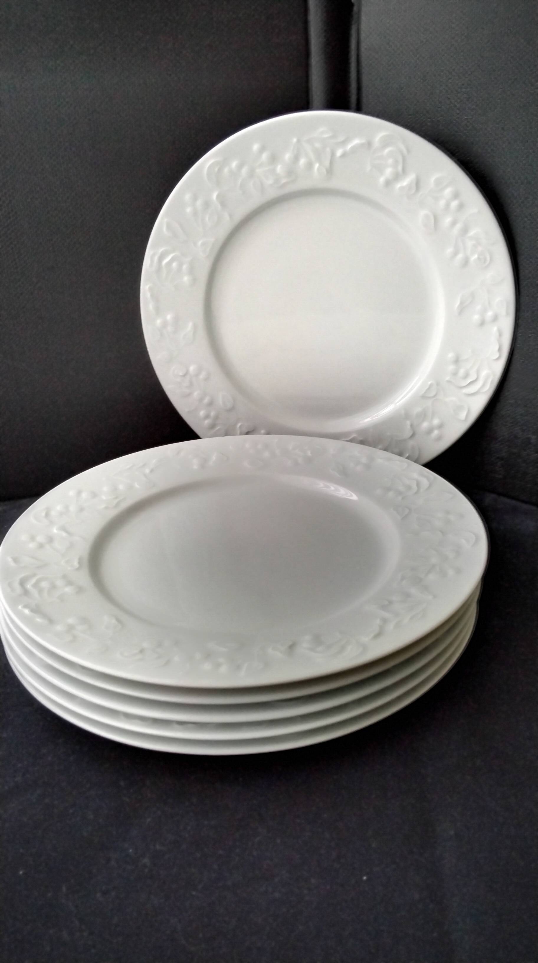 6 Large flat plates in white Limoges porcelain