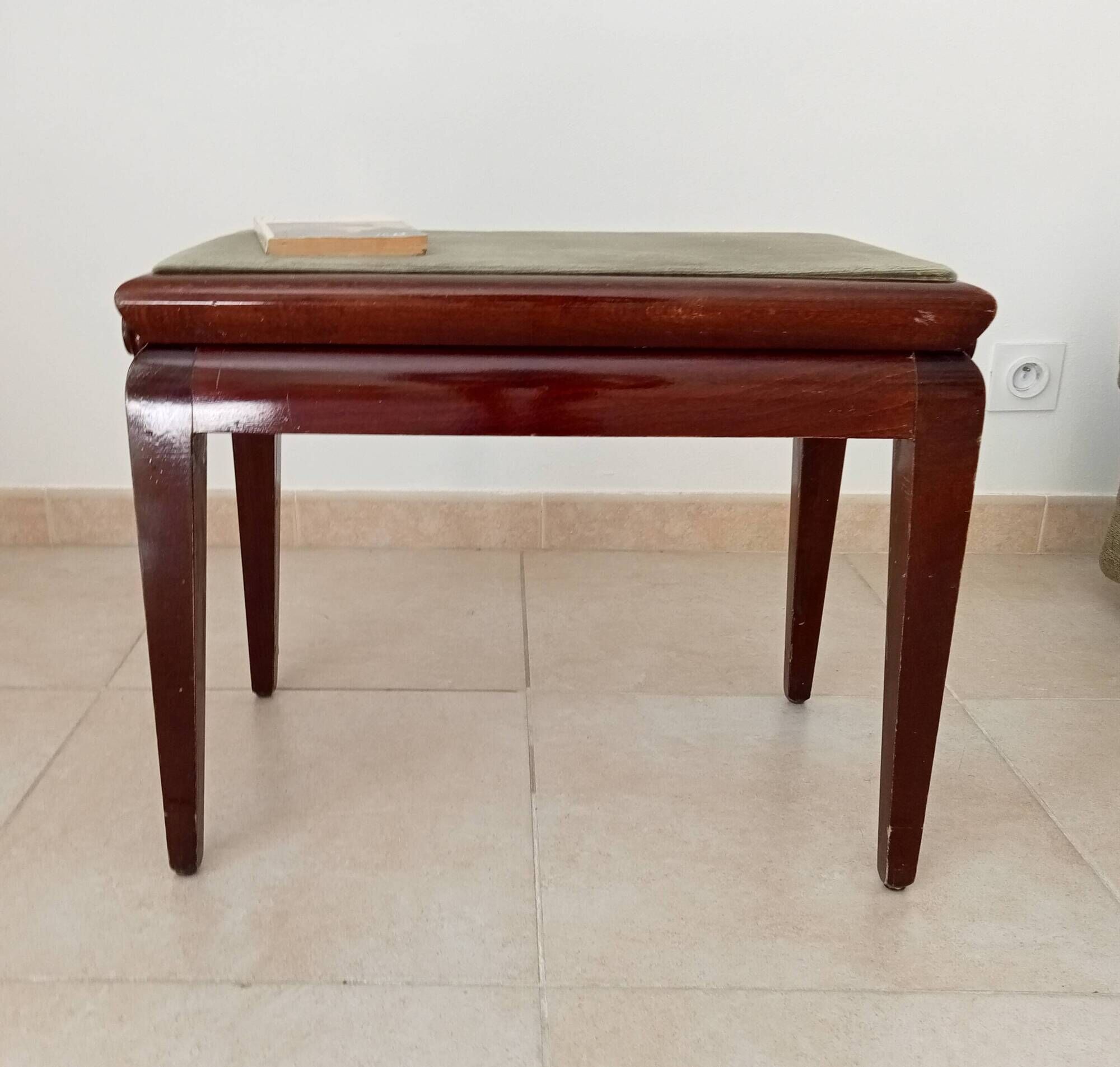 Tabouret de piano vintage en acajou massif années 60
