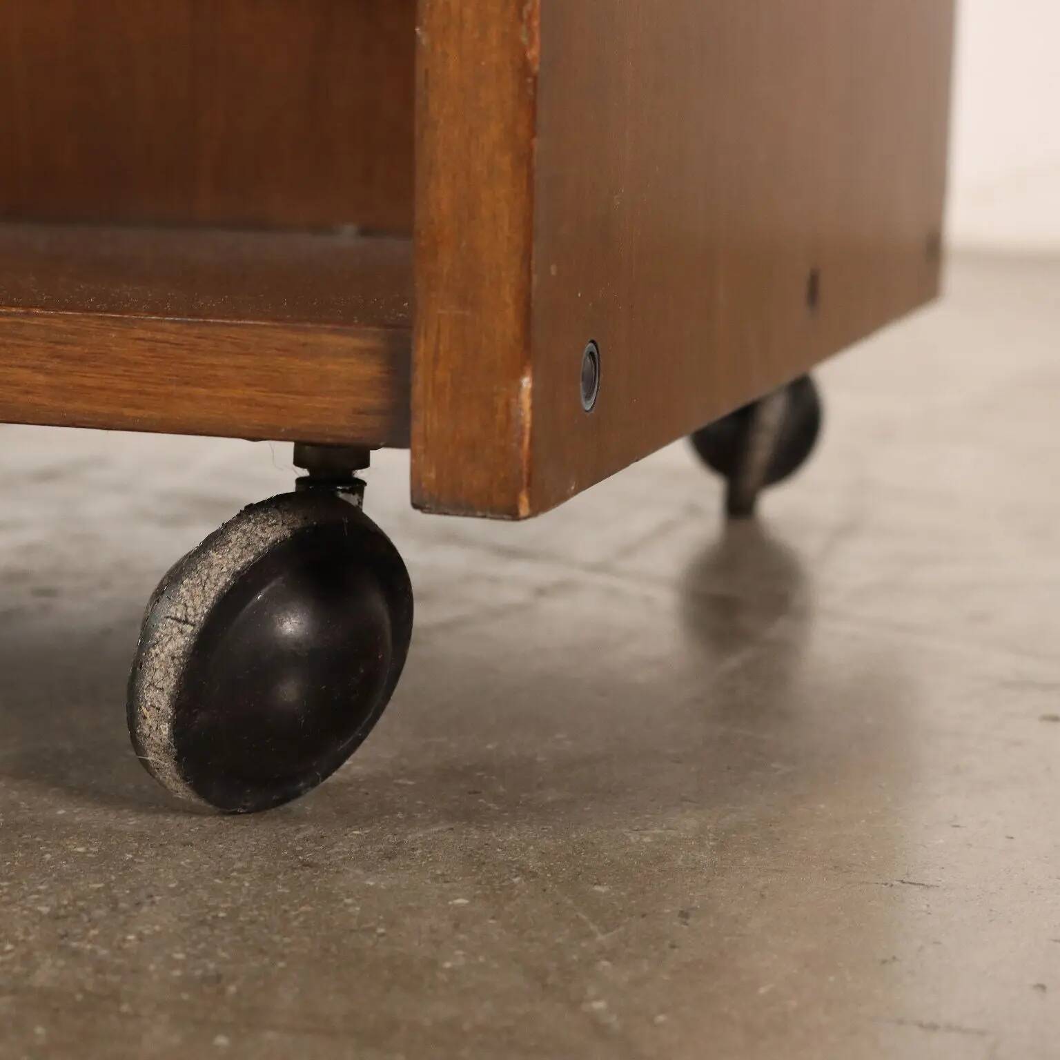 Vintage kitchen sideboard in laminate and walnut veneer, 1970s design.