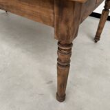 Antique farm table from the 1950s, with 3 drawers and turned legs