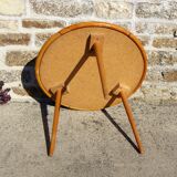 Round coffee table deco tray in rattan and ceramics