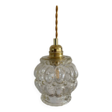 Walking lamp with vintage globe in transparent molded glass