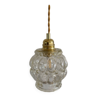 Walking lamp with vintage globe in transparent molded glass