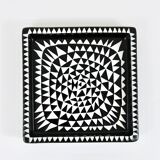 Black and white ceramic plate Domino by Stig Lindberg, ashtray, Gustavsberg, 1950s
