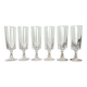 6 crystal champagne flutes from Cristal D'Arques, Louvre model.