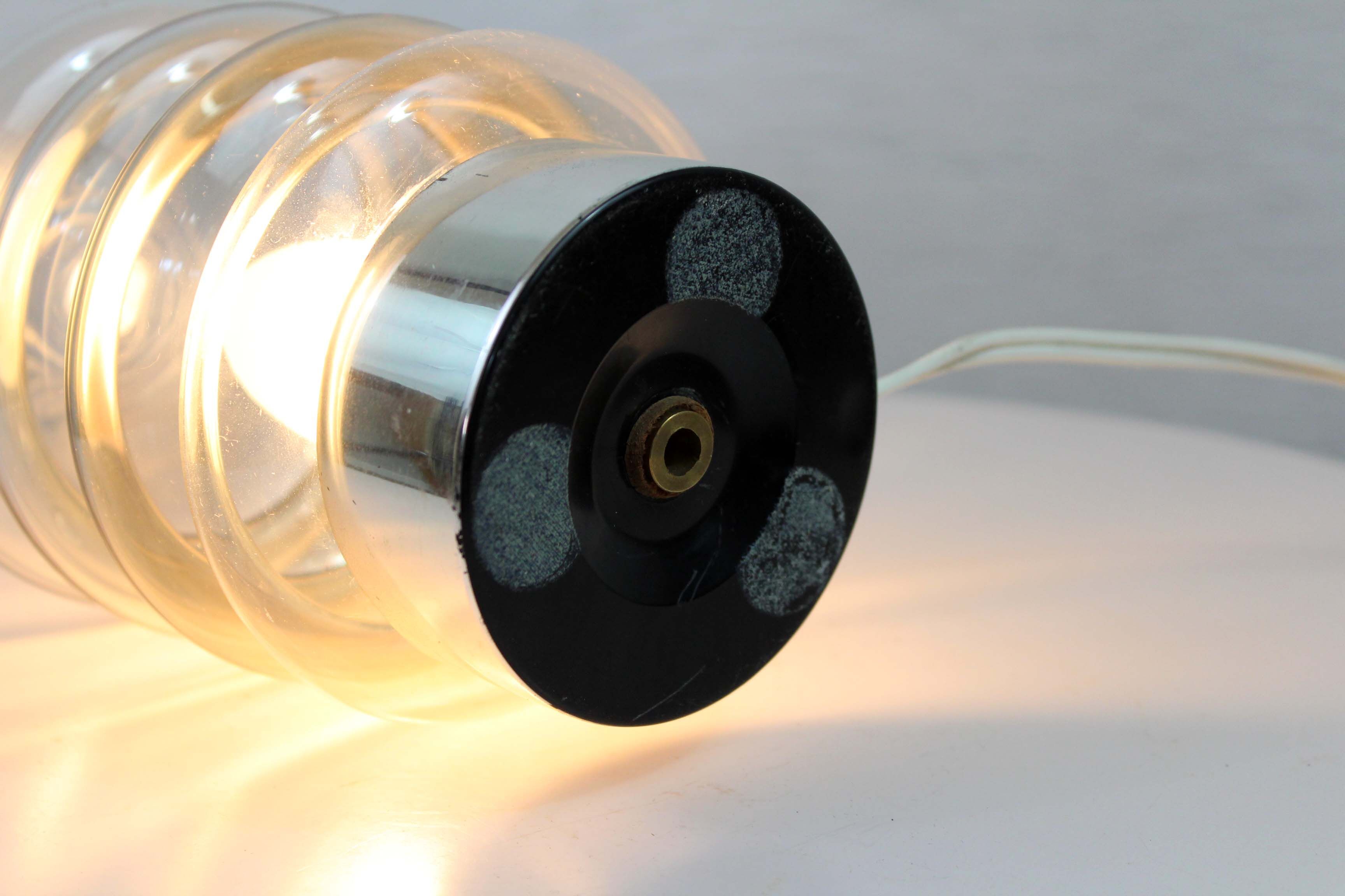 70's smoked glass table lamp