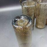 6-piece orangeade set in blown and bubbled gray glass