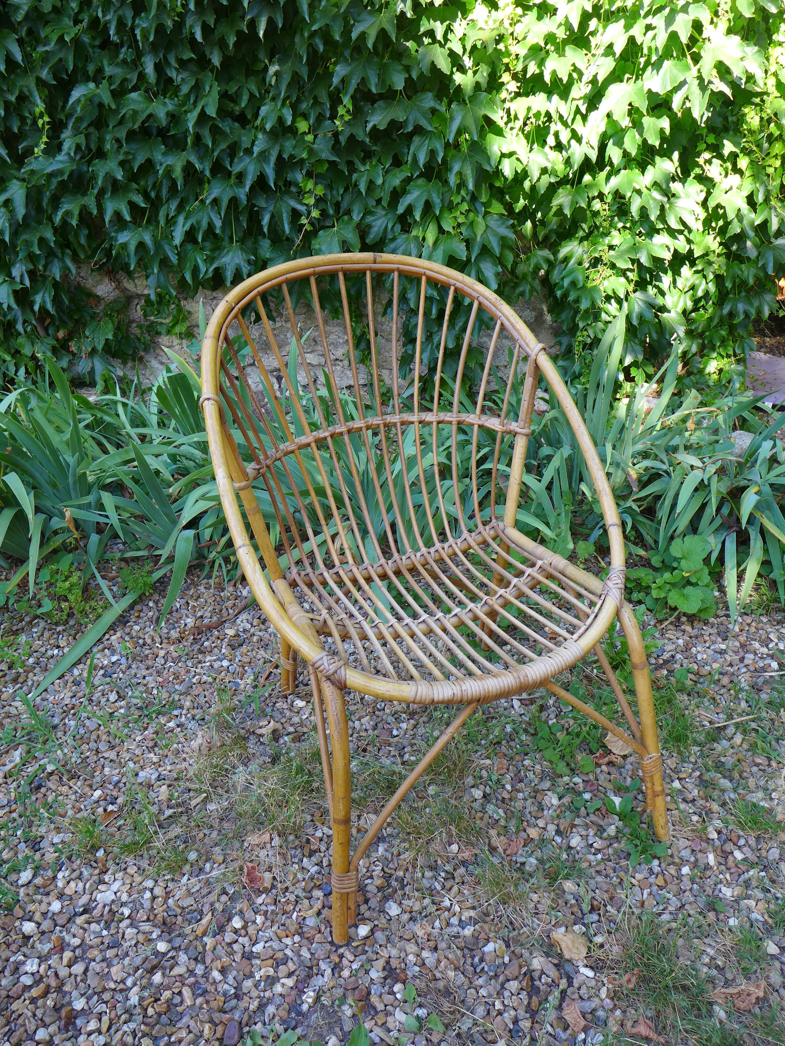 Vintage rattan armchair